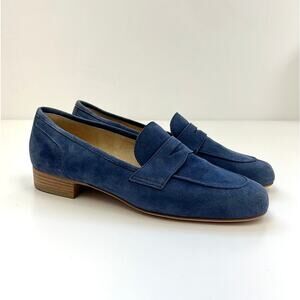 M. GEMI Sacca Donna Blue Suede Slip-On Penny Loafers Italian - Size 35 (US 5)